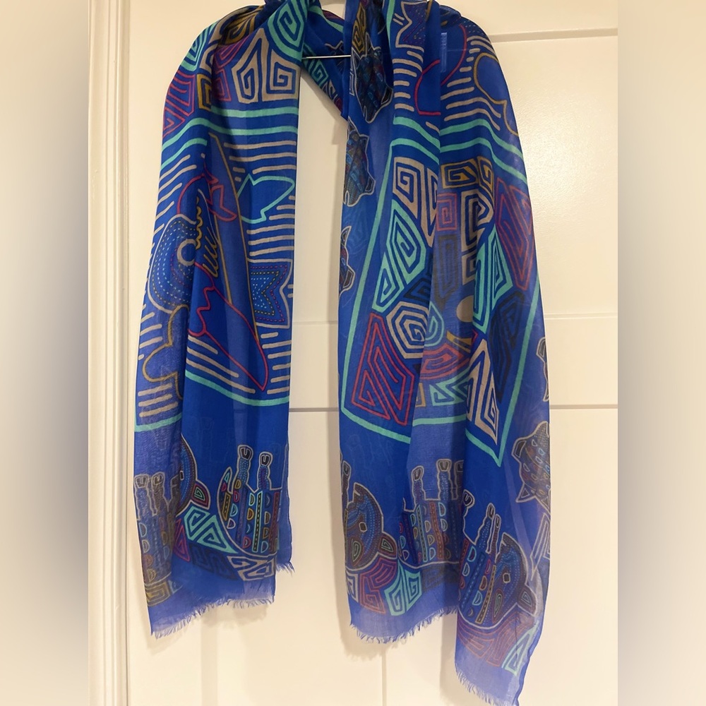 Blue Abstract Scarf - Picture 2 of 3